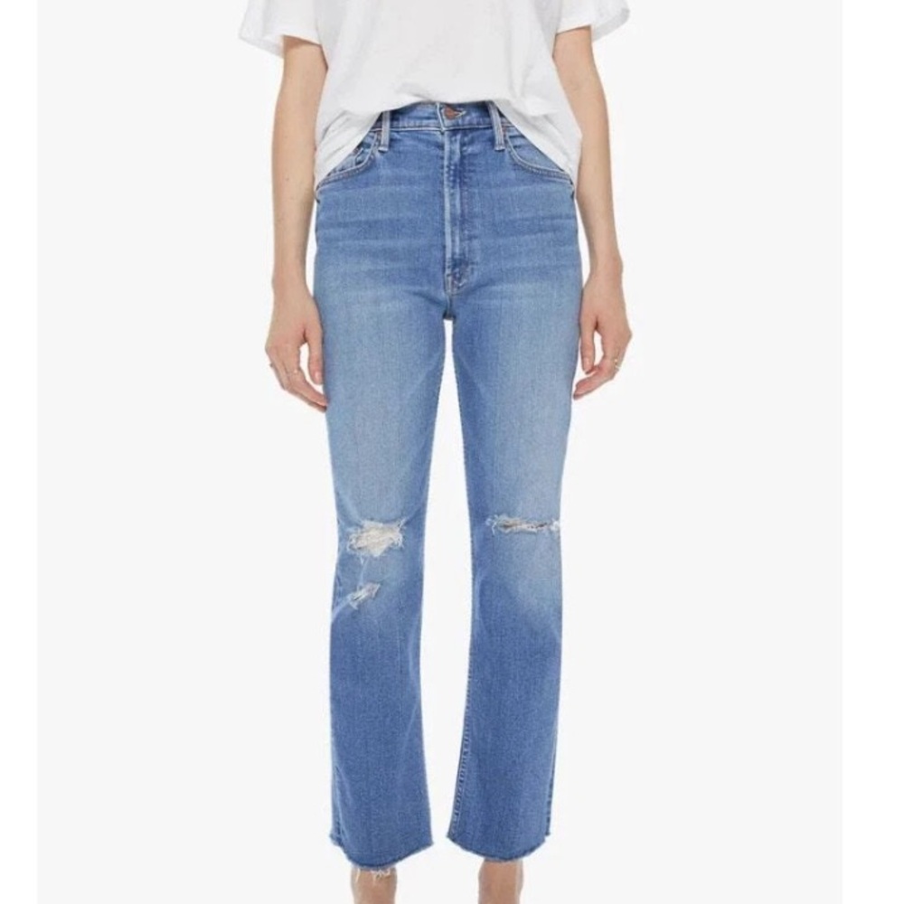 MOTHER Denim Jeans Ankle Fray Like A Pirate Light Wash EUC size 25